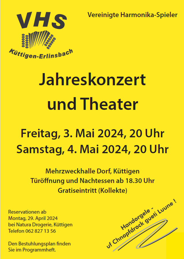 Jahreskonzert und Theater 2024 VHS Vereinigte HarmonikaSpieler